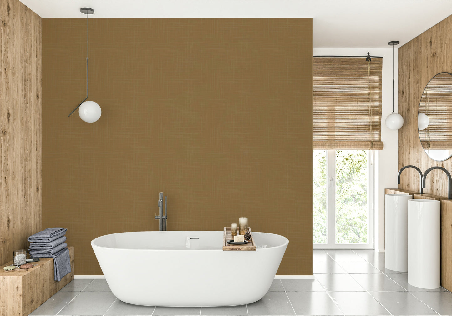 The colors are muted and soft, with a uniform dull gold tone.

