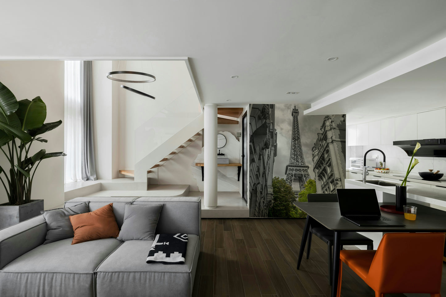 The photograph is a selective color image.

