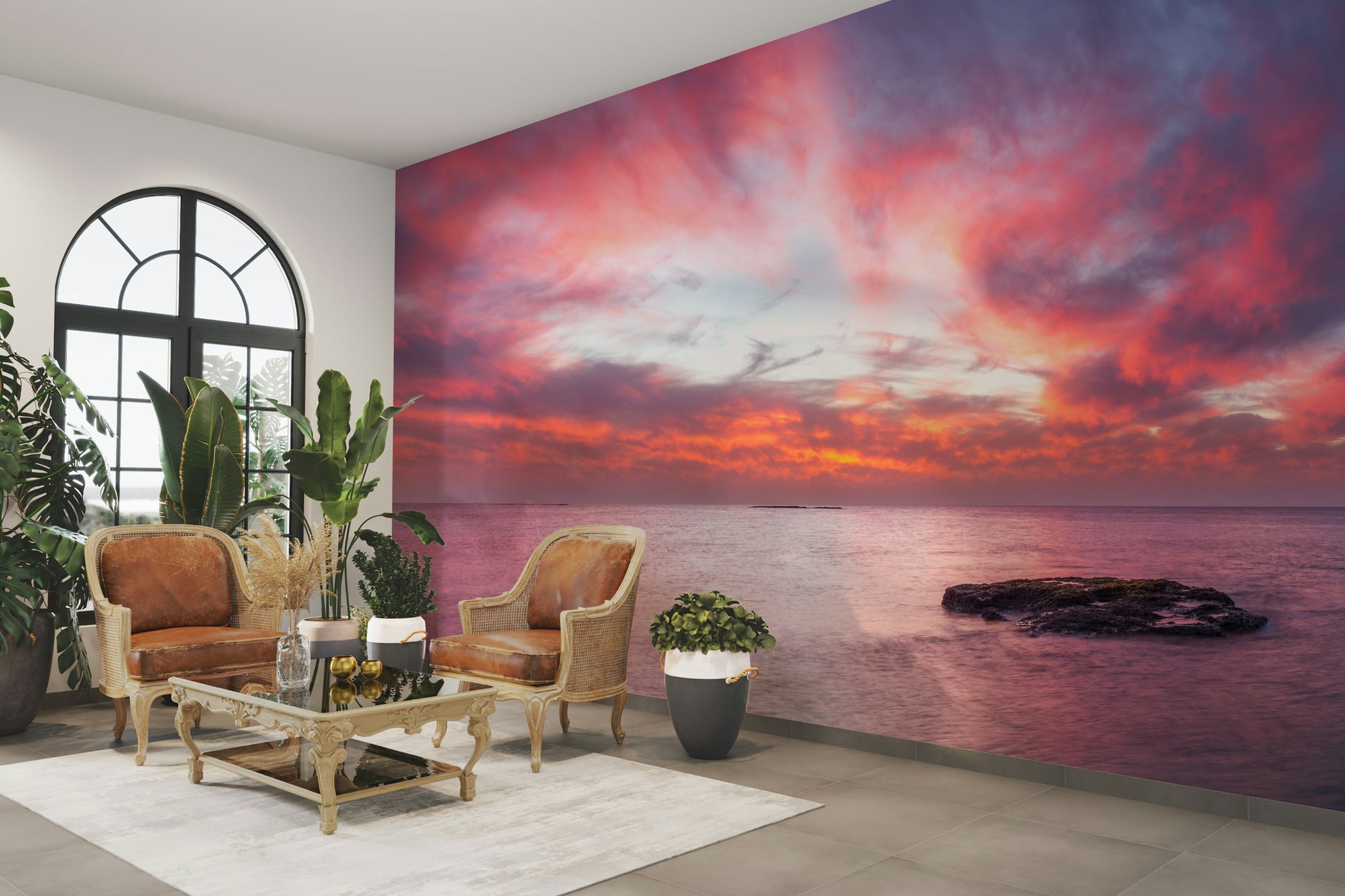 The colors are soft and dreamy, with shades of pink, orange, and light blue.

