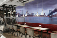 The water below the bridge is calm.

