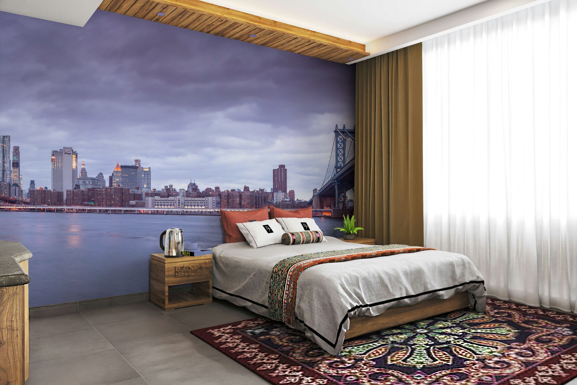 The sky is a mix of soft colors like blue, purple, and orange.

