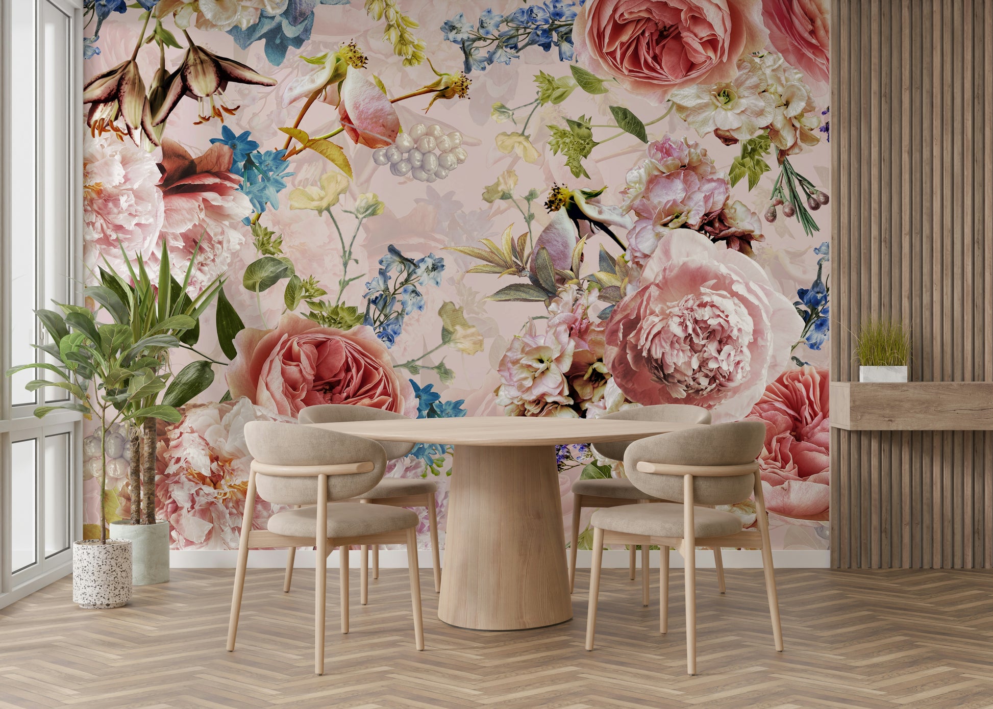 The colors are vibrant and rich, with various shades of pink and red.

