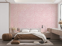 The image shows a repeating design with larkspur flowers and leaves.

