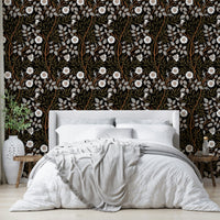 The wallpaper is installed in a formal, elegant living room.

