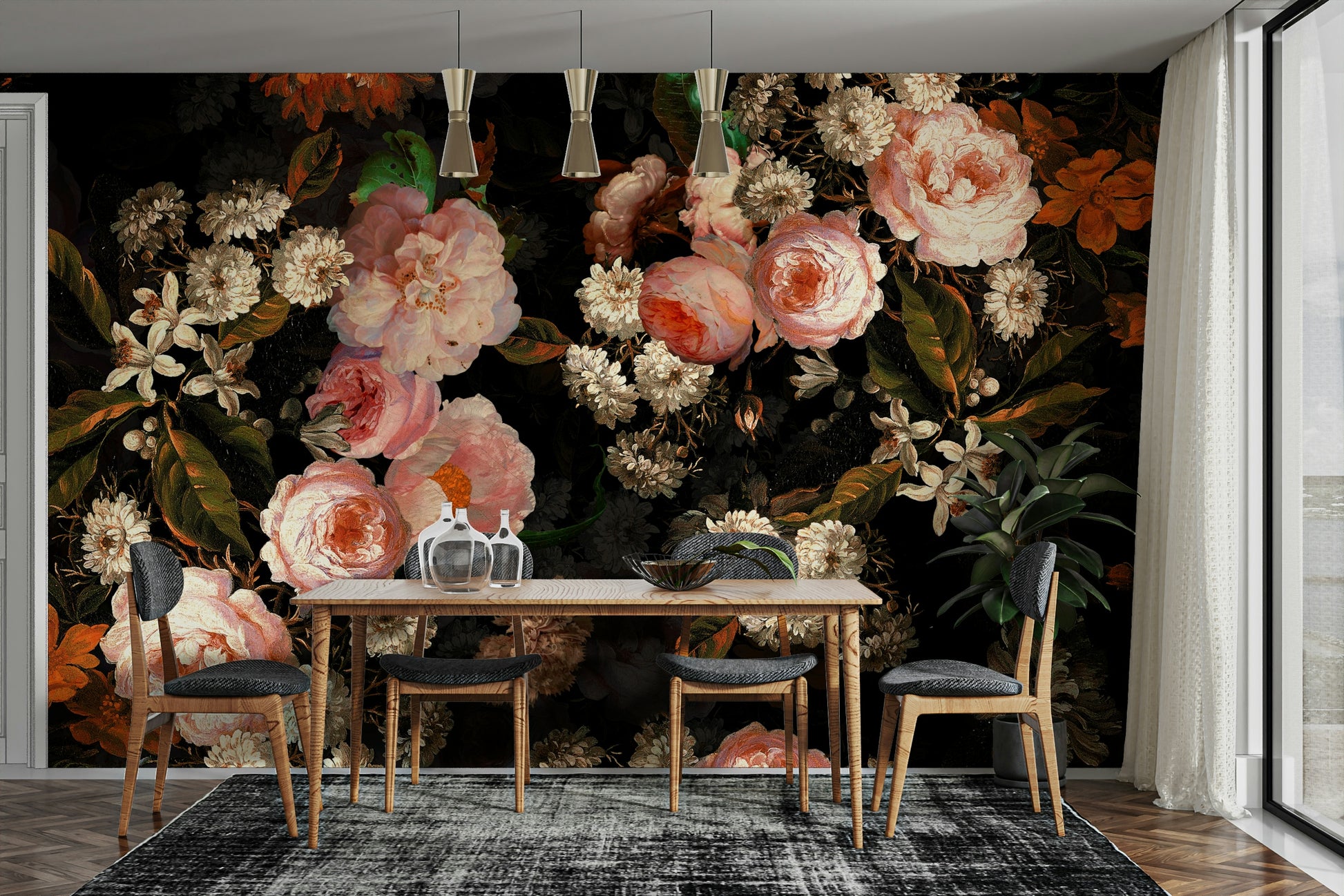 The composition is full and decorative.

