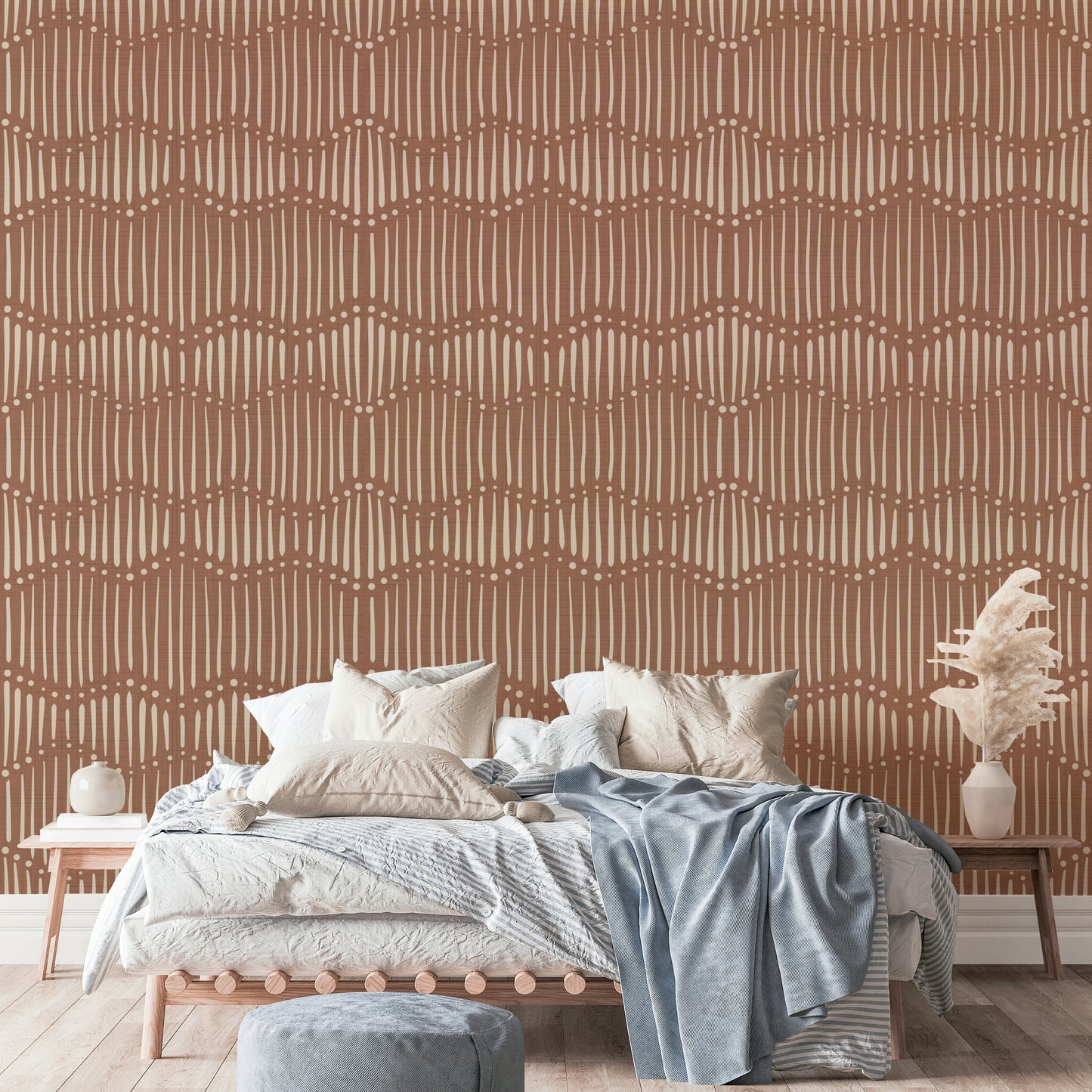 The image shows a flowing, wave-like design with a subtle canvas texture.

