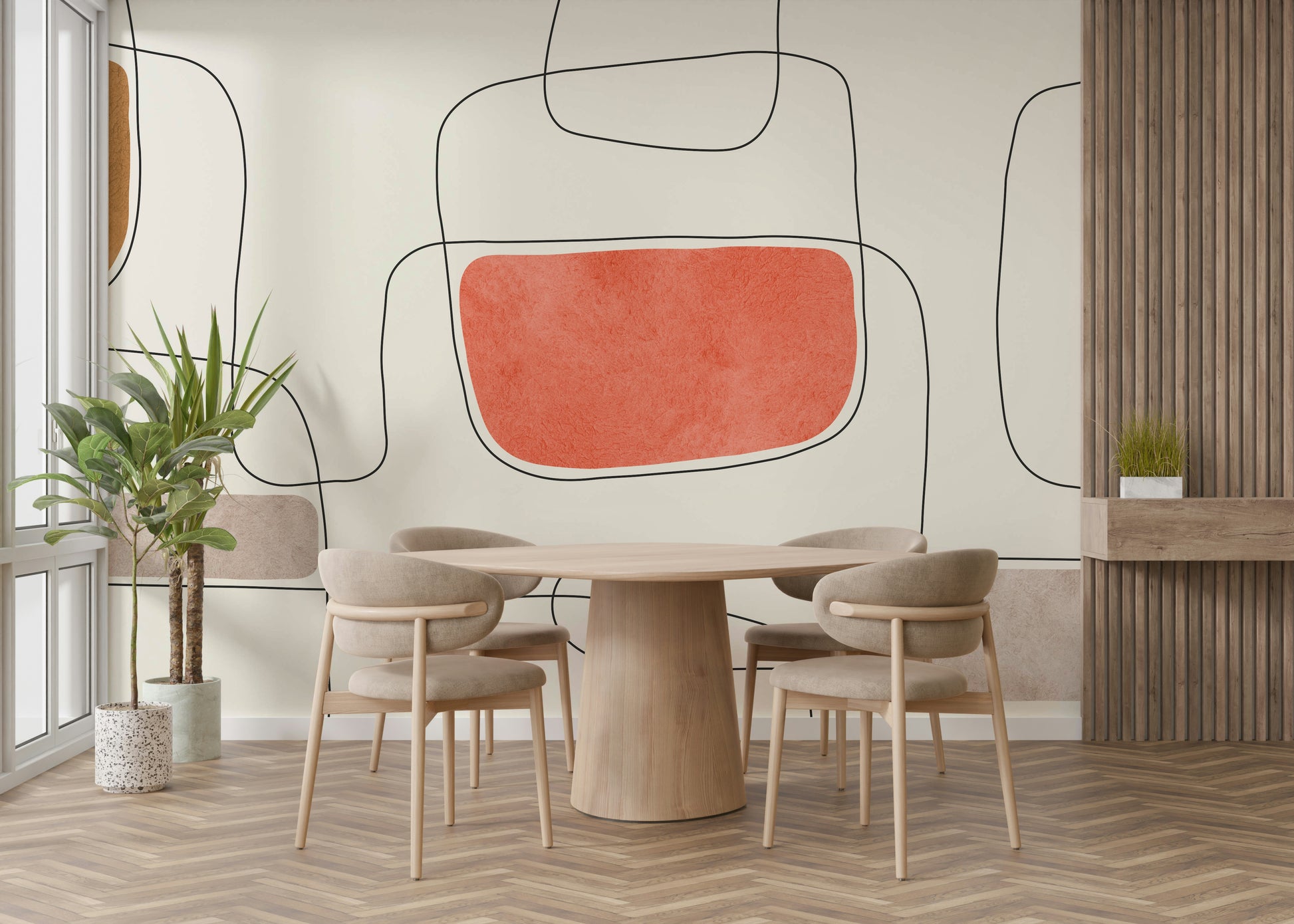 The lines are delicate and the shapes are fluid.

