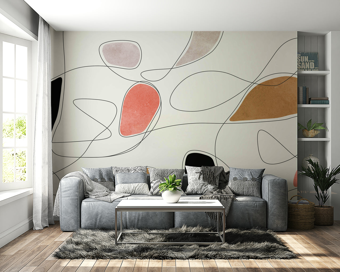 The colors are vibrant and rich, like bright blues, purples, and reds.

