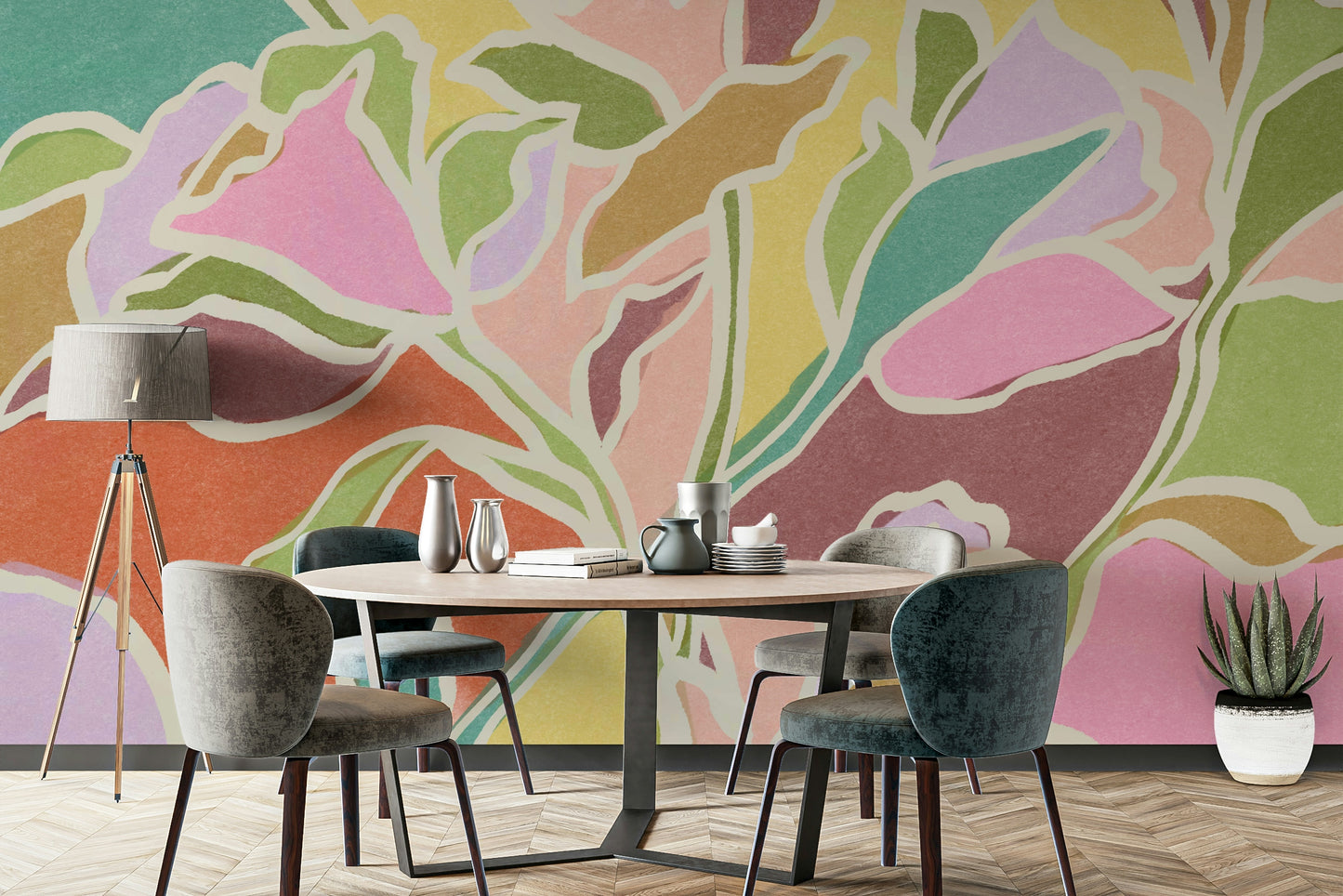 The colors are from a soft, consistent palette.

