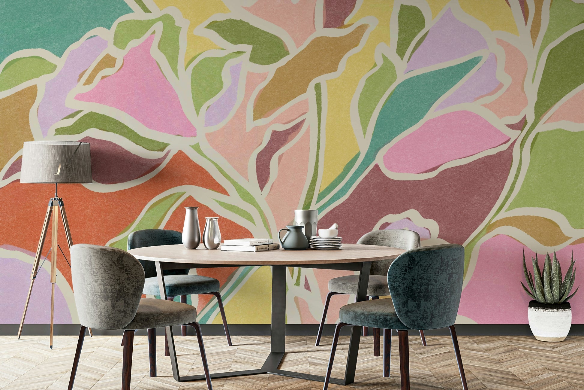 The colors are from a soft, consistent palette.

