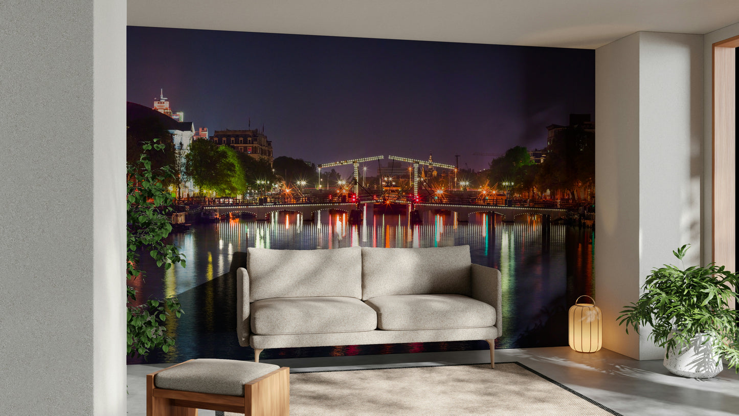 The composition is balanced, with the canal as a focal point.

