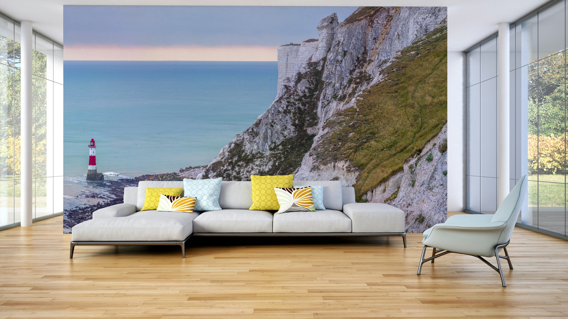 The water is a deep blue or turquoise.

