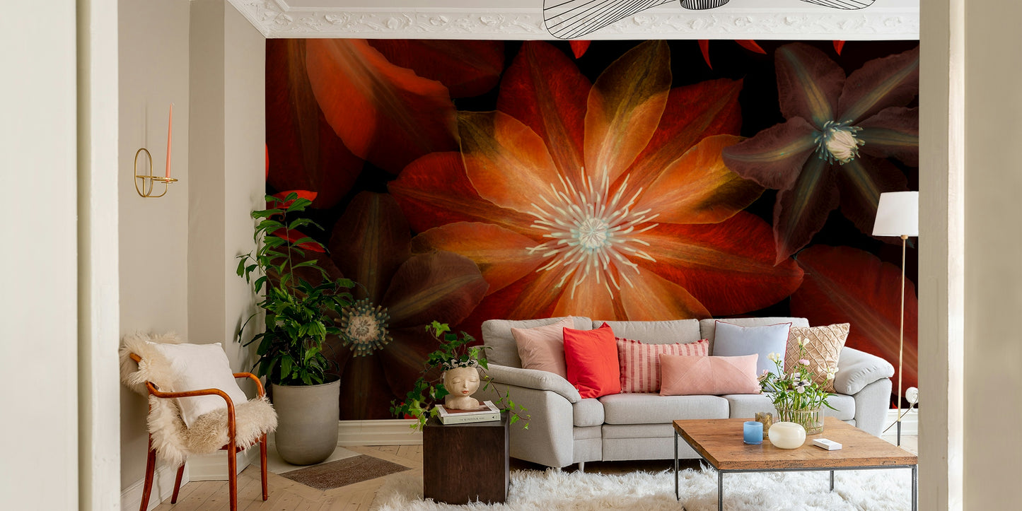 The colors are deep red, orange, and amber.

