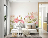 The design features blooming roses and green leaves.

