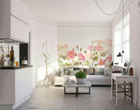 The flowers are in soft, blush tones like pale pinks and whites.

