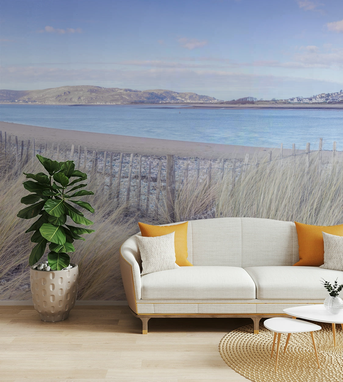 The colors are soft and gentle, with pale blues, greens, and grays.

