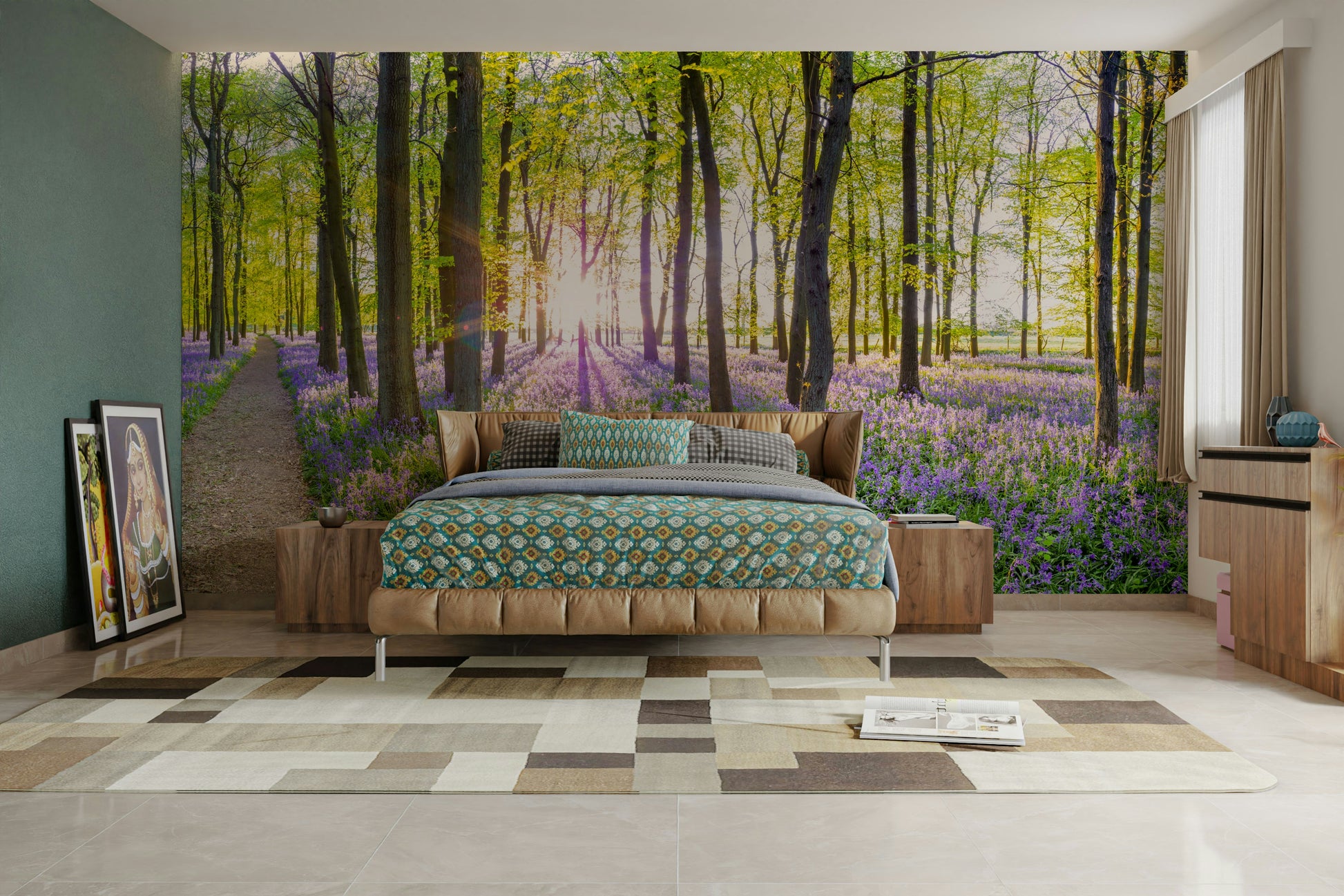 The colors are soft and gentle, with blues, greens, and browns.

