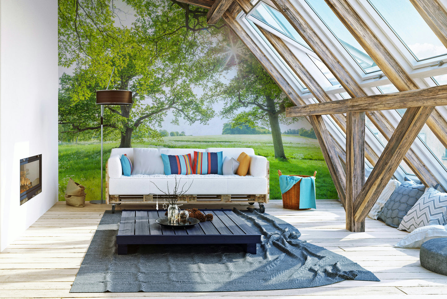 The colors are muted and gentle, with soft greens, yellows, and purples.

