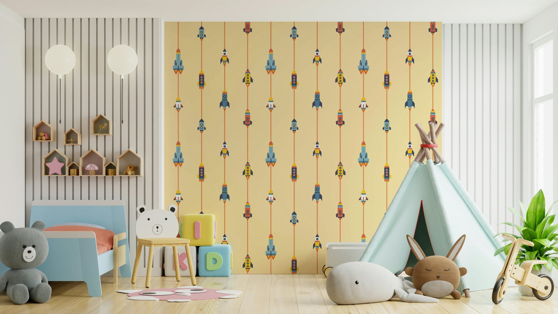 A wallpaper featuring a graphic, artistic space pattern.

