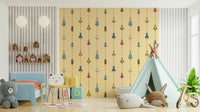 A wallpaper featuring a graphic, artistic space pattern.


