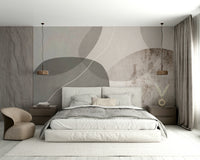 An elegant wall mural with a soft abstract design.

