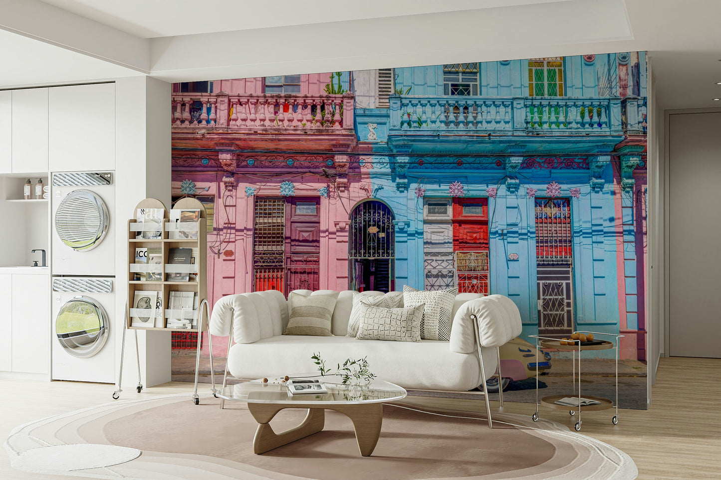 The car is painted in a bright, vibrant color.

