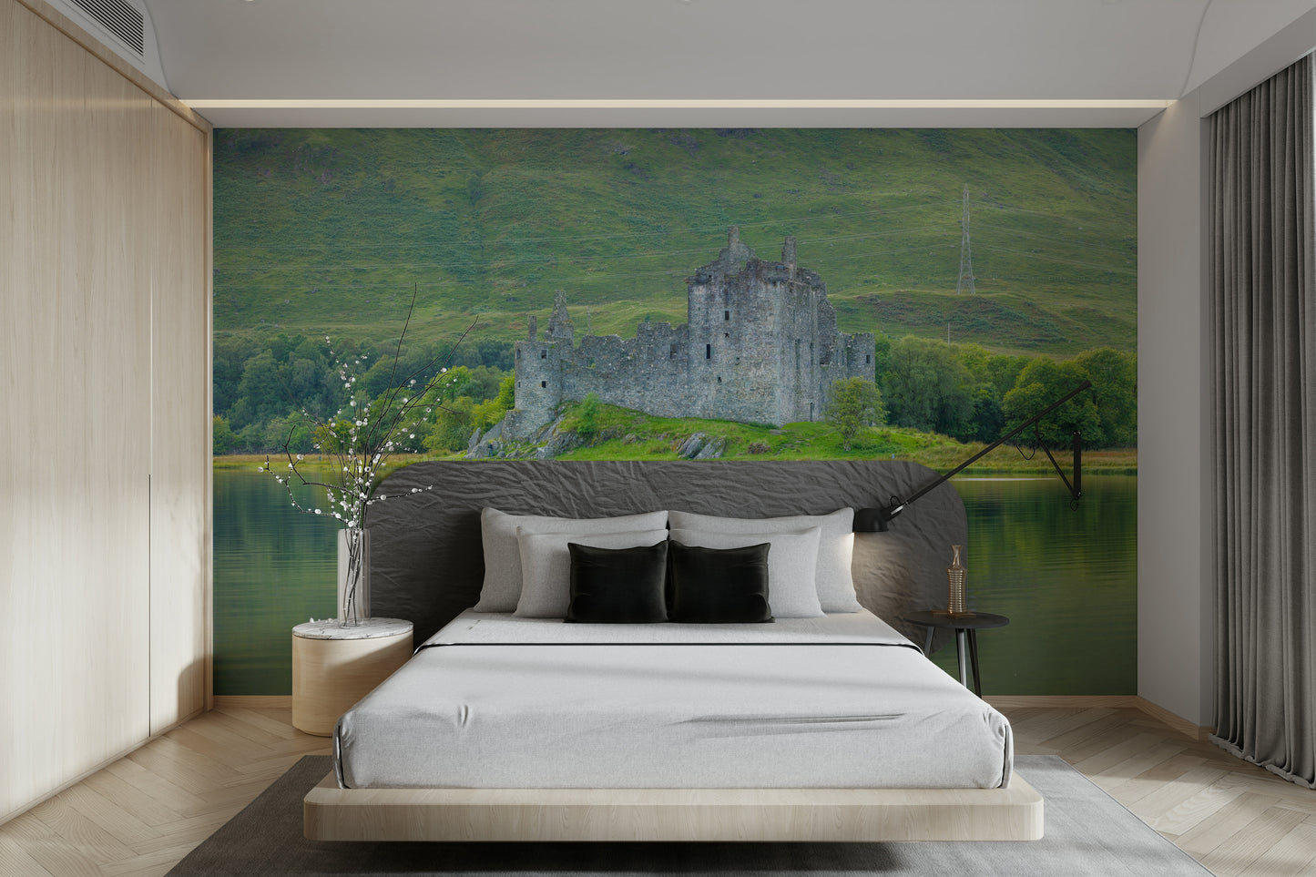 The surrounding landscape is green and natural.

