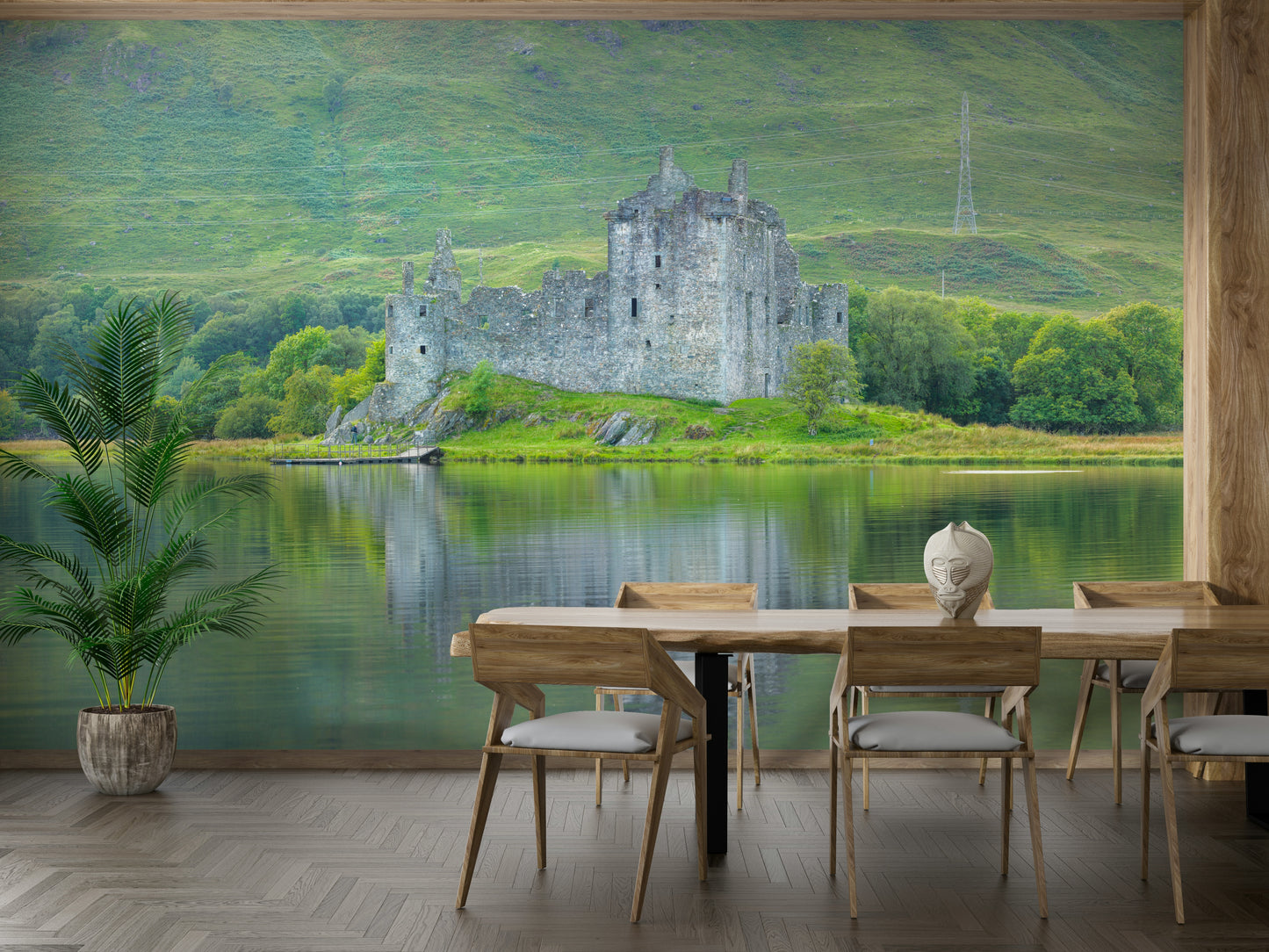 The colors are soft and gentle, with pale blues, grays, and greens.

