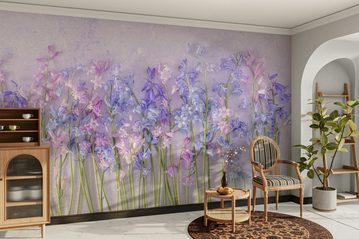 The wallpaper for walls being admired in a home.

