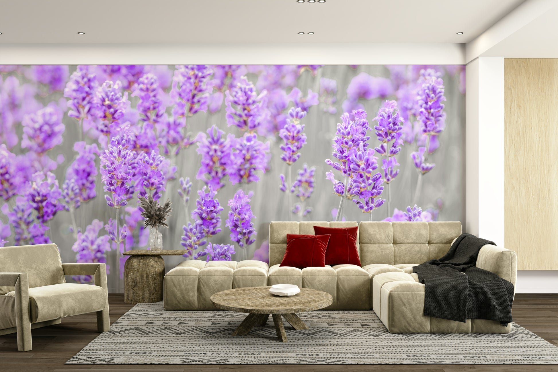 A close-up of the detailed texture in the floral design.

