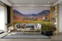 The peel and stick wallpaper showing realistic nature textures.

