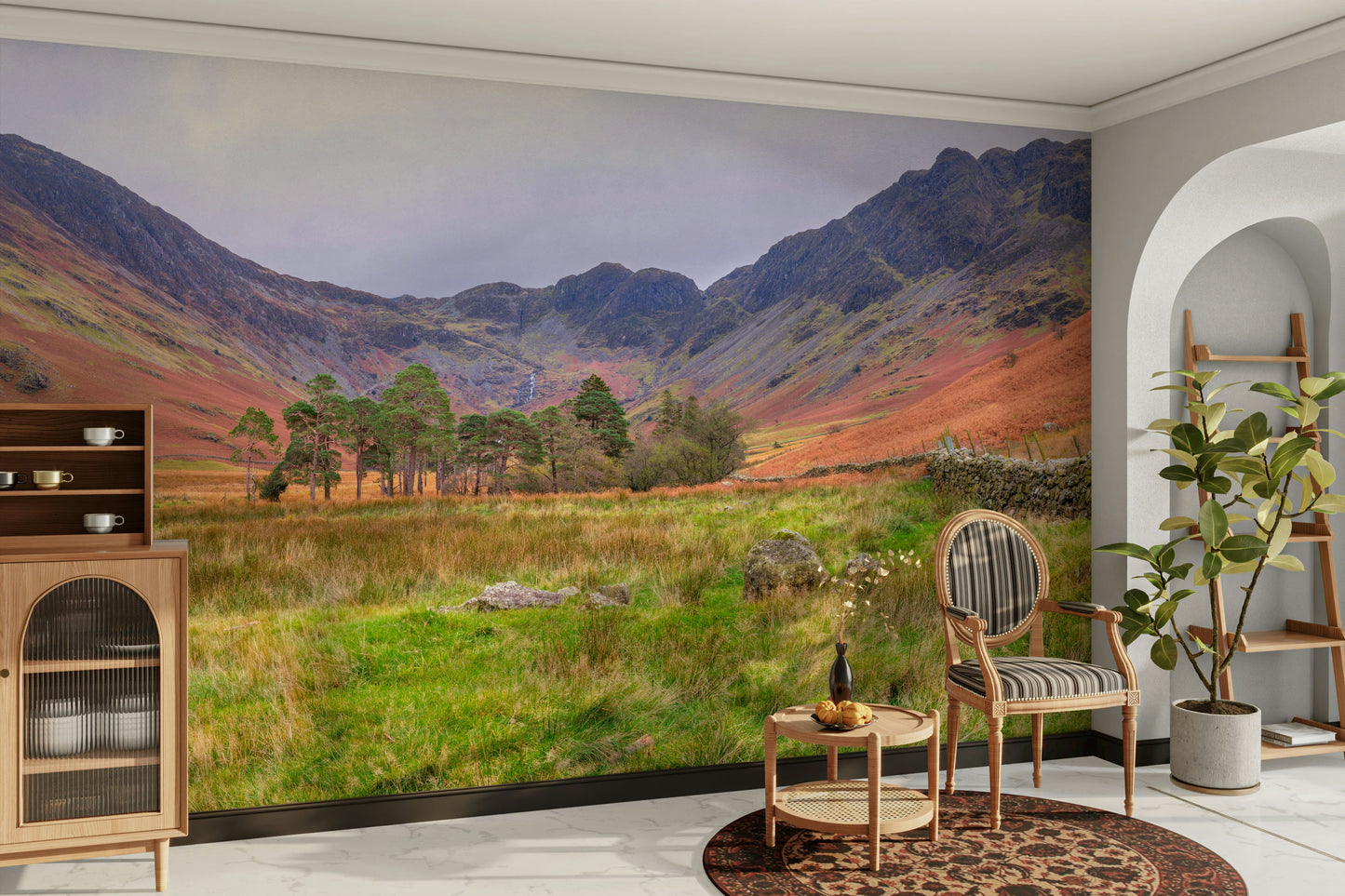 A close-up of the detailed texture in the stone wall.

