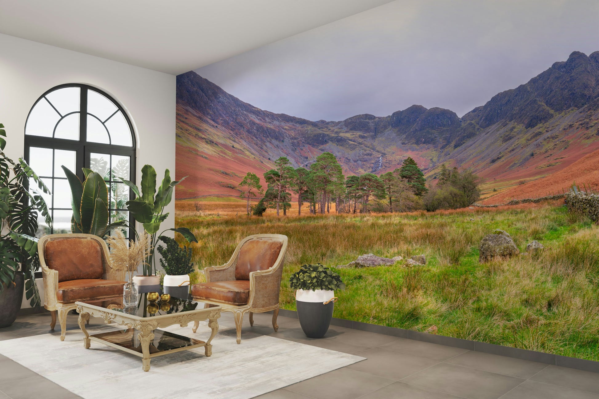 A detail shot of the rolling hills in the wallpaper.

