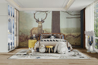 The peel and stick wallpaper showing realistic nature textures.

