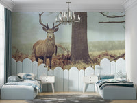 A close-up of the detailed texture in the deer's fur and antlers.

