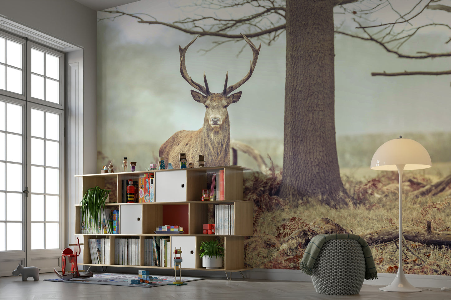 The wallpaper for walls being admired in a home.

