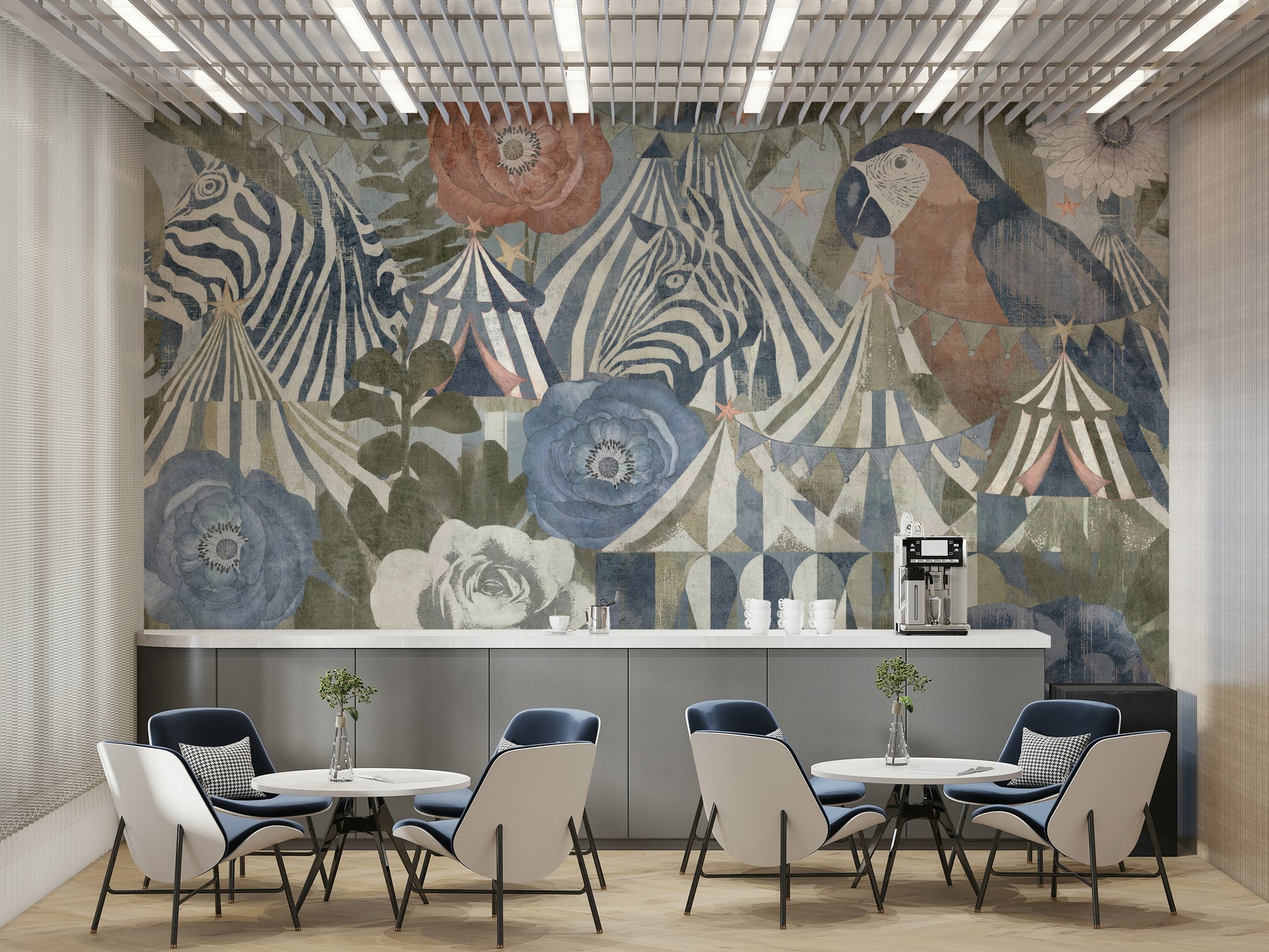 The peel and stick wallpaper showing realistic floral textures.

