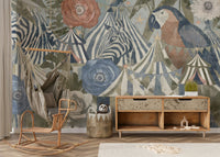 The wallpaper is used to create a feature wall in a children's room.

