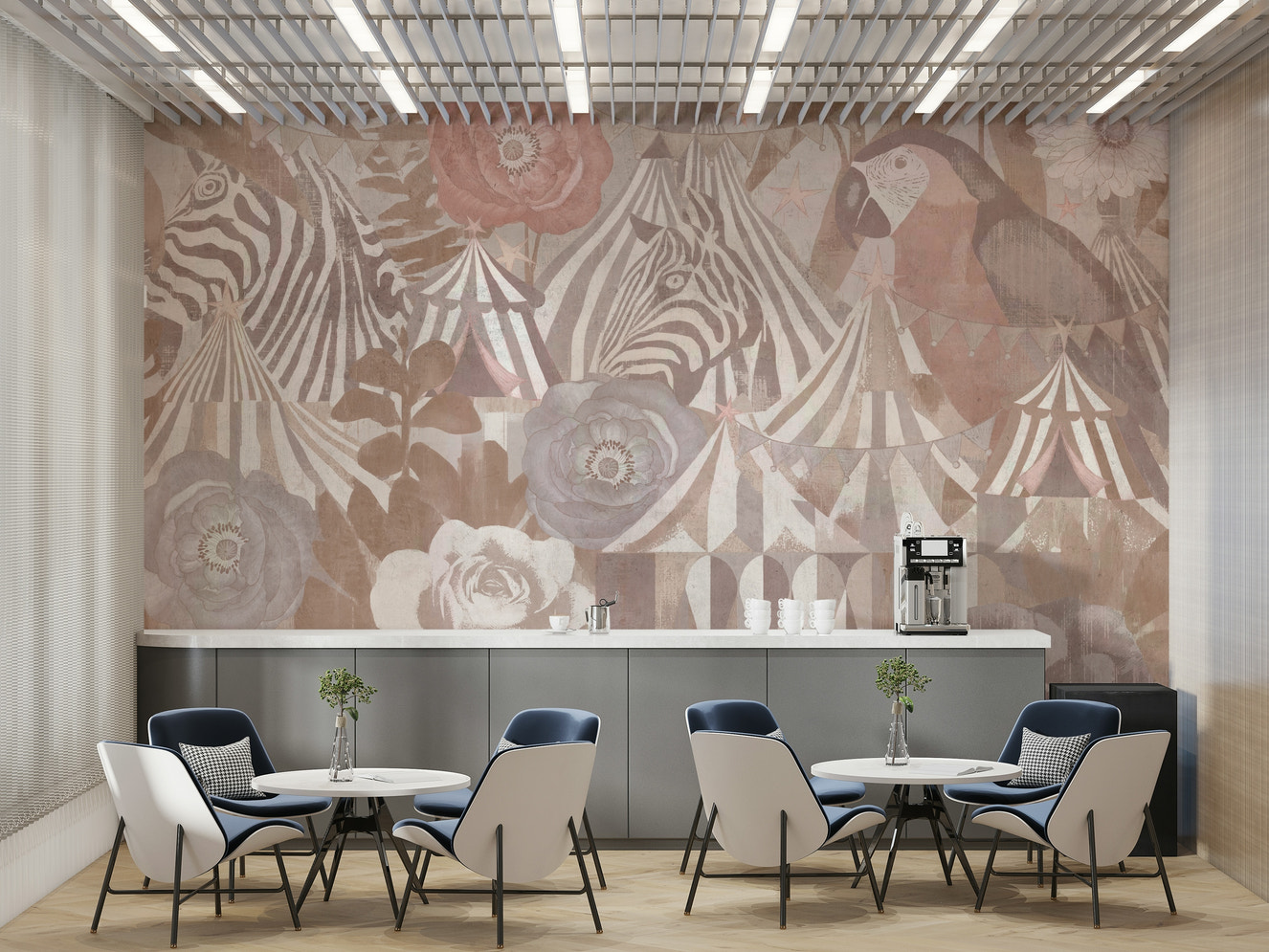 Circus Flora: Vintage Carnival Dream Pastel Pink Wall Mural