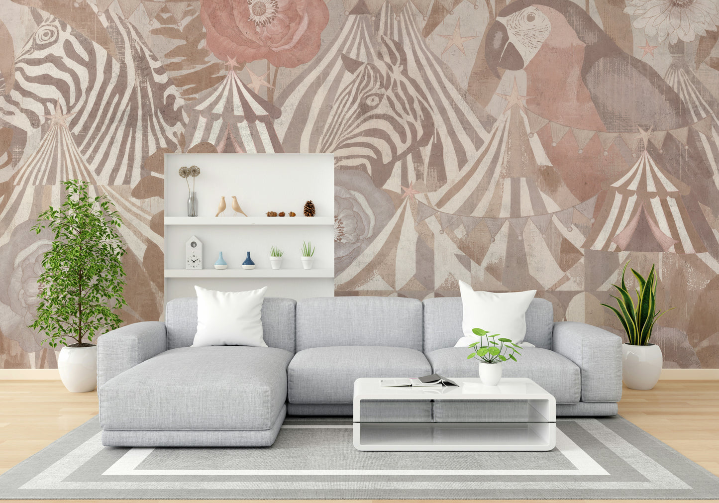 Circus Flora: Vintage Carnival Dream Pastel Pink Wall Mural