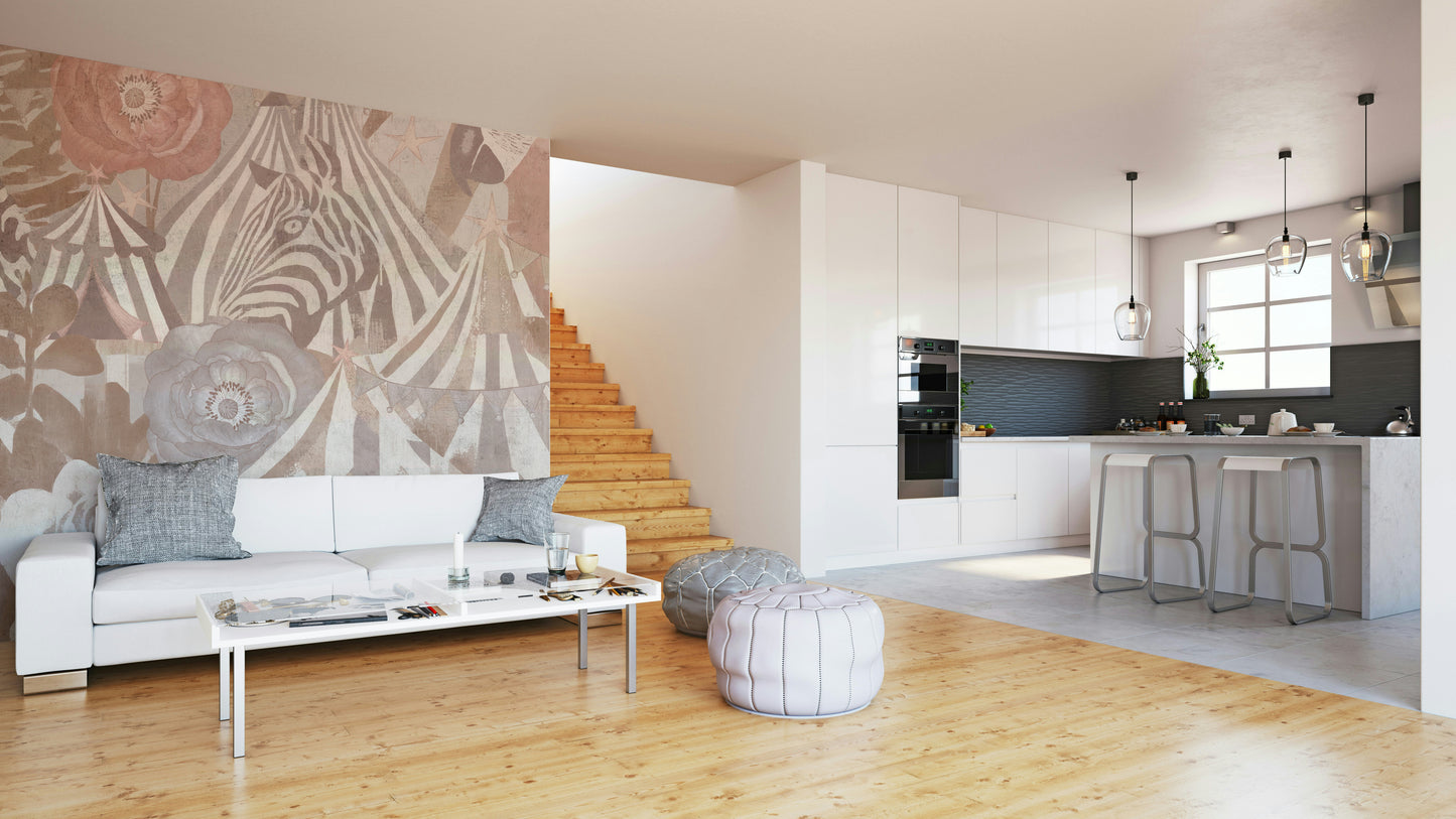 Circus Flora: Vintage Carnival Dream Pastel Pink Wall Mural