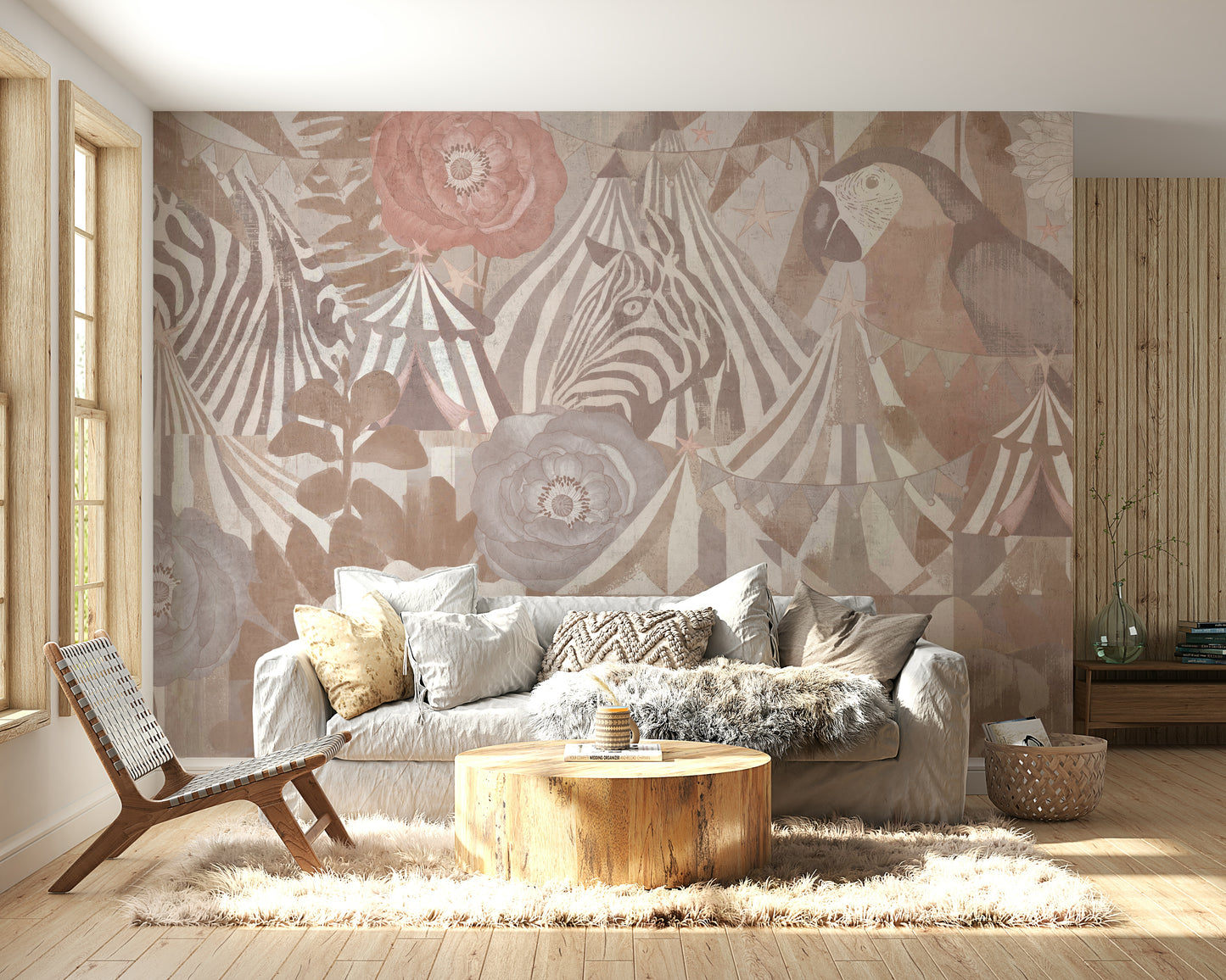 Circus Flora: Vintage Carnival Dream Pastel Pink Wall Mural