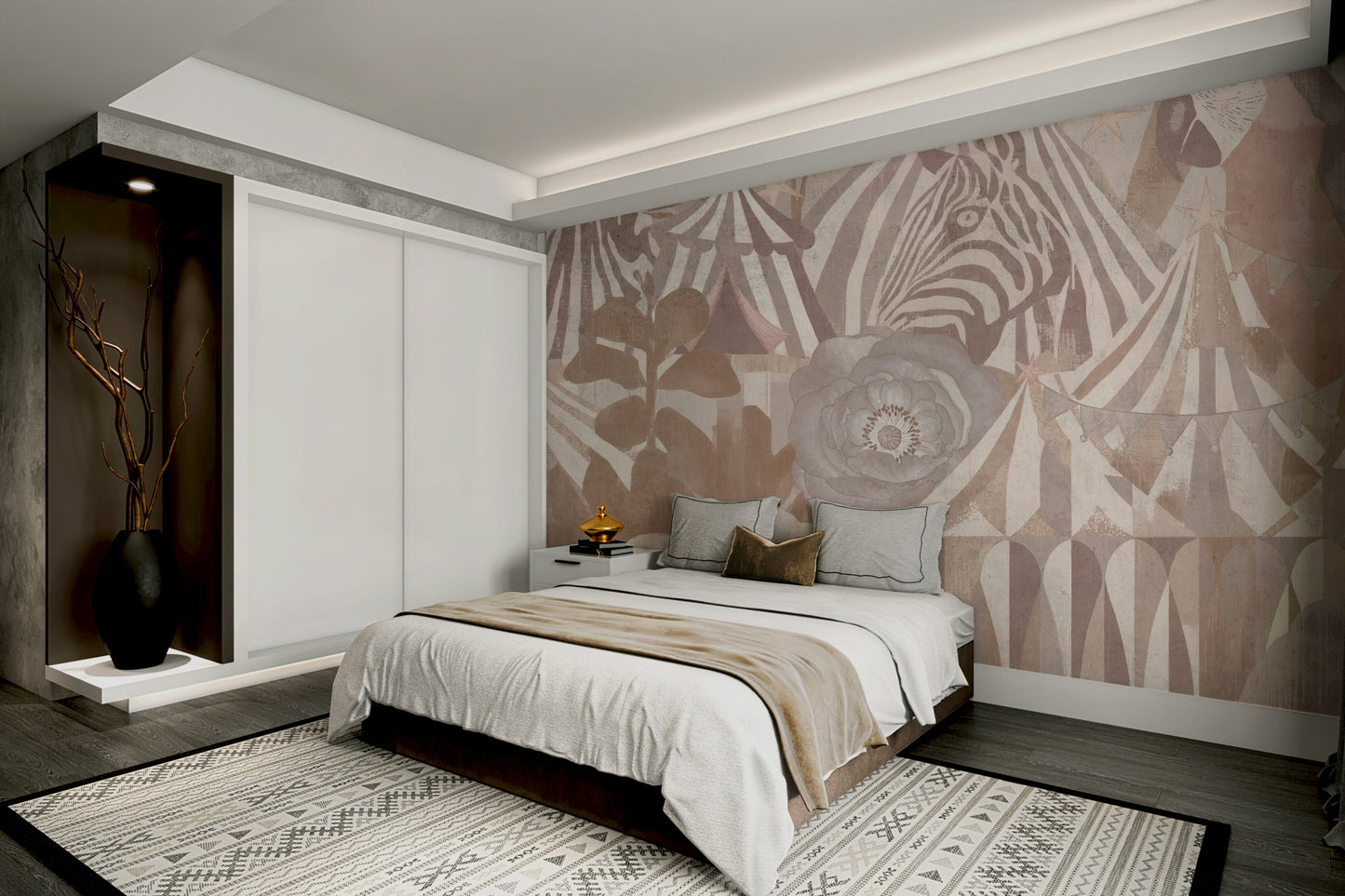 Circus Flora: Vintage Carnival Dream Pastel Pink Wall Mural