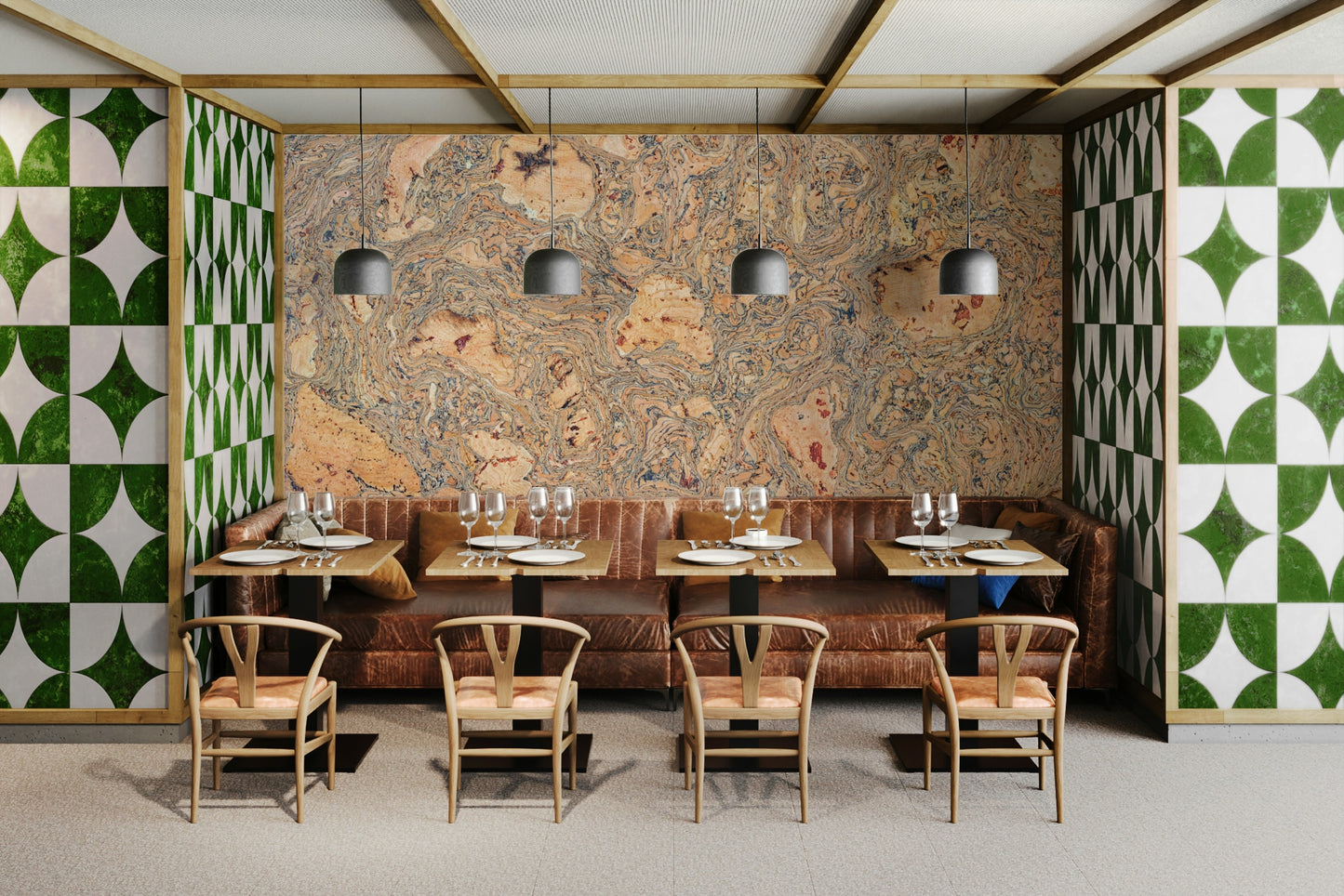 Swirled Natural Cork Texture Wall Mural