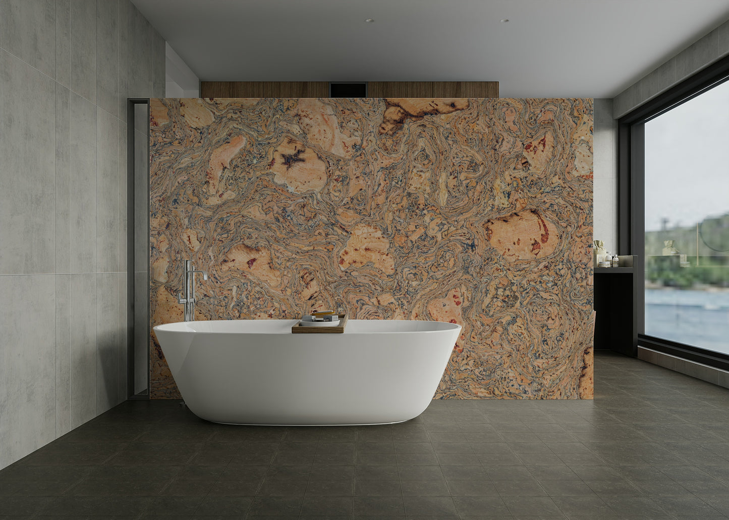 Swirled Natural Cork Texture Wall Mural