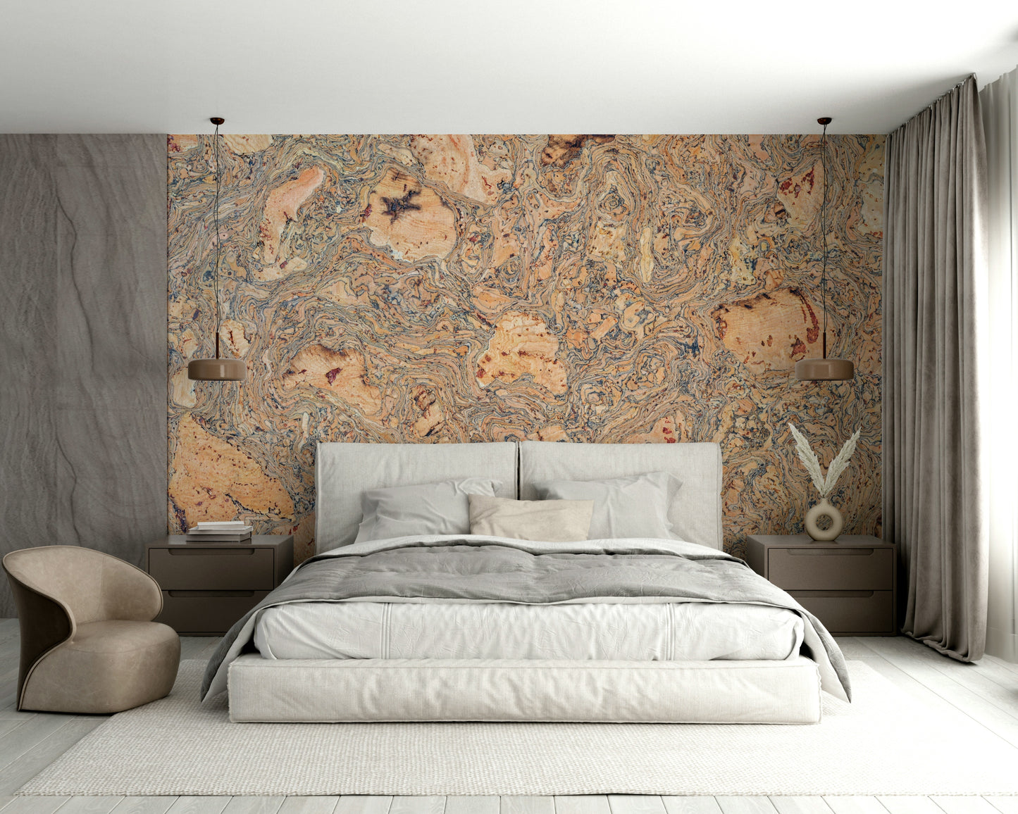 Swirled Natural Cork Texture Wall Mural