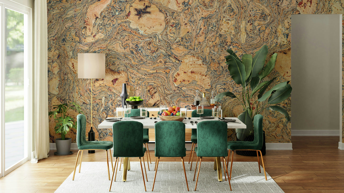 Swirled Natural Cork Texture Wall Mural