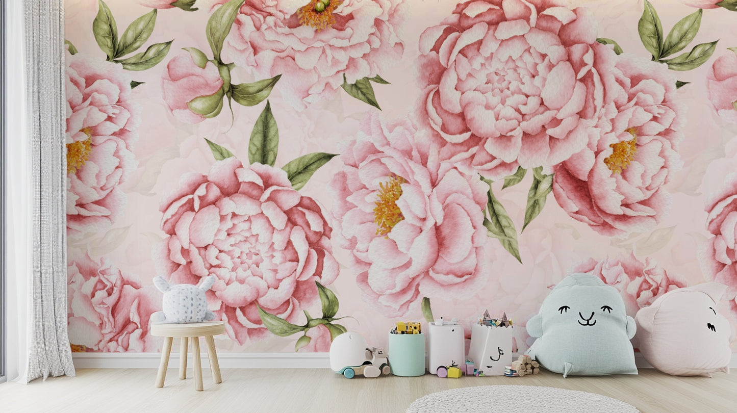 Peony Blush Blooms Garden Wall Mural