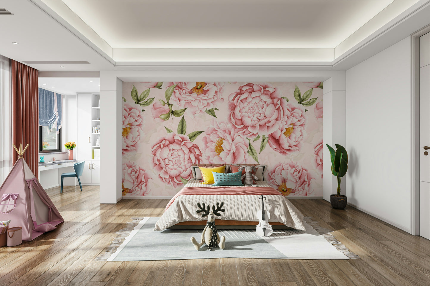 Peony Blush Blooms Garden Wall Mural