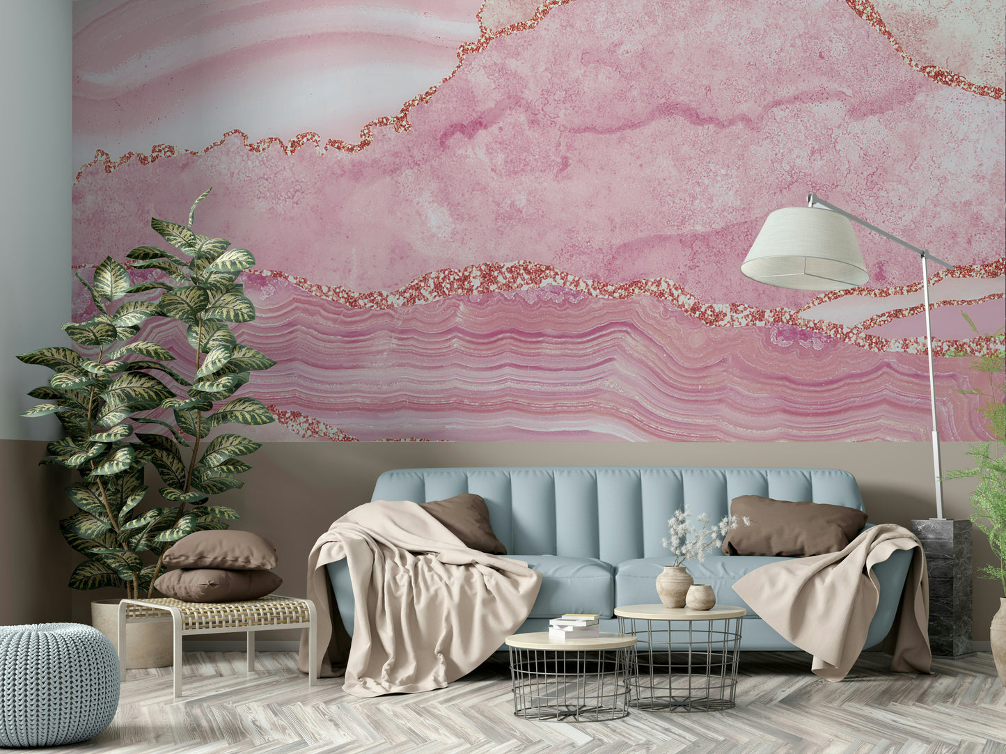 Rose Quartz Sparkle Wall Mural